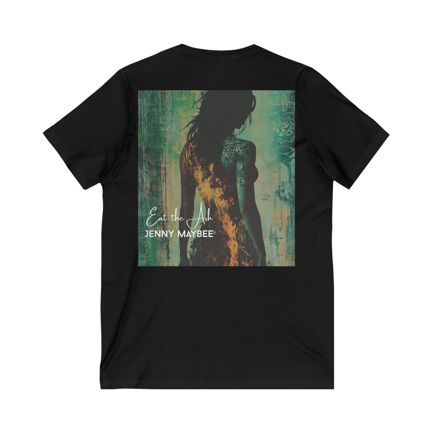 Eat the Ash: Fiery Bloom Unisex V-Neck Tee (Black)