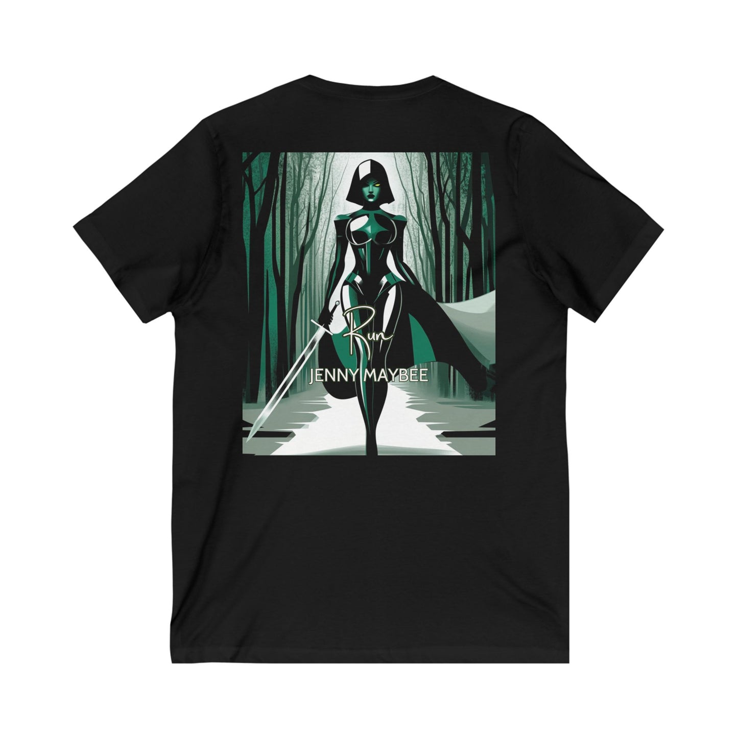 RUN: Elegance Meets Power Unisex V-Neck Tee (White/Black)