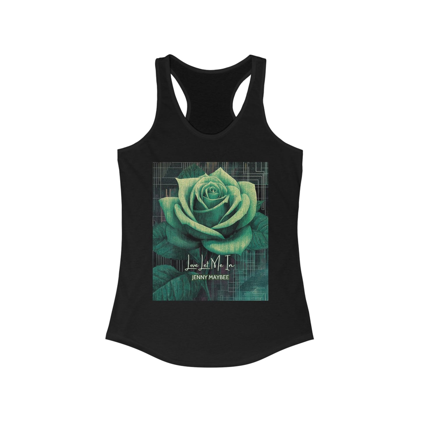 Love Me Let Me In: Elegant Rose Racerback Tank (Black)