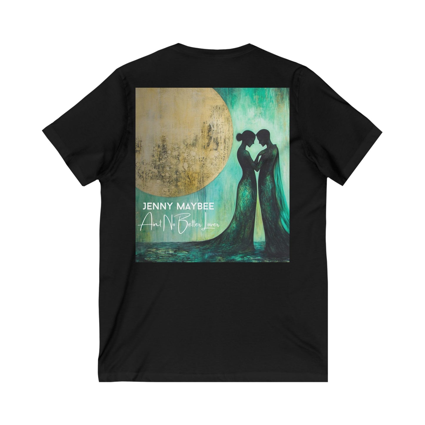 Ain't No Better Lover: Moonlit Lovers Unisex V-Neck Tee (Black)